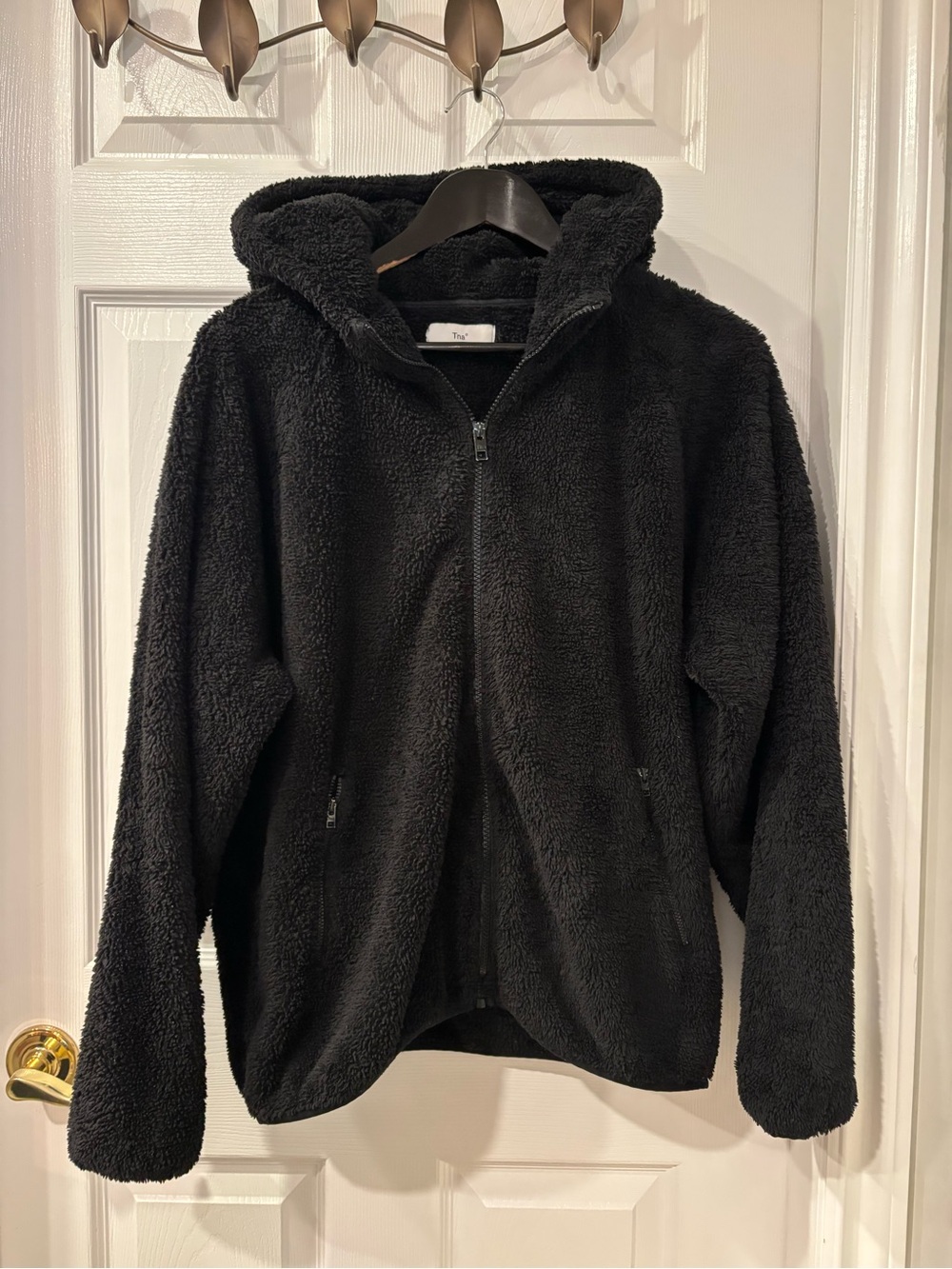 TNA Black Hooded Sherpa Fleece Jacket